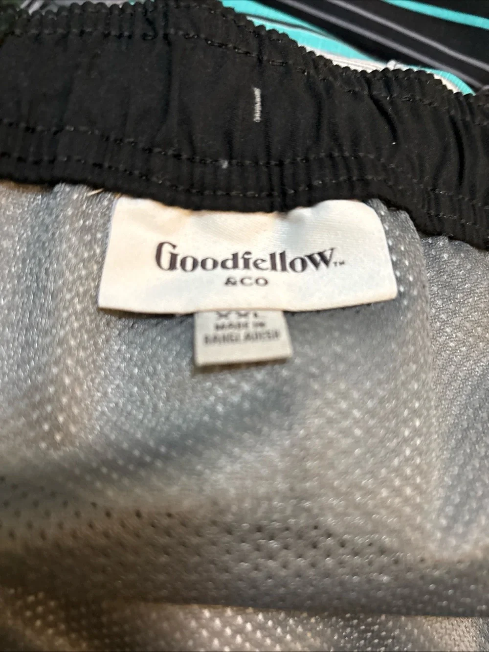 Goodfellow & Co Men’s Gray, Black & Teal Striped Board Shorts